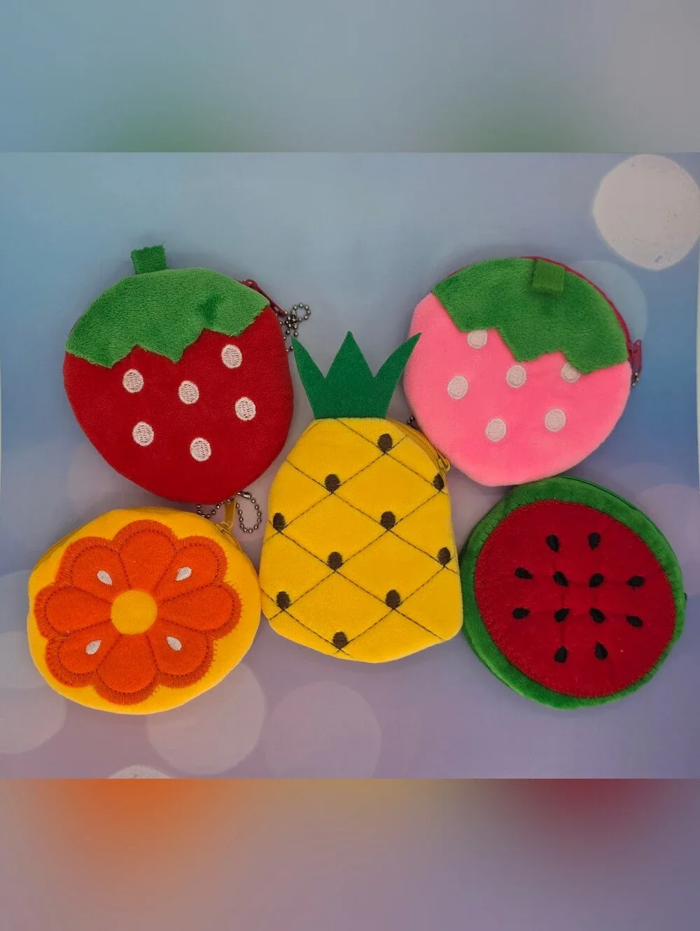 Plush Fruit Coin Purse Bundle Set